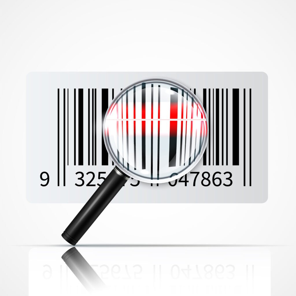 bar code magnifier realistic illustration